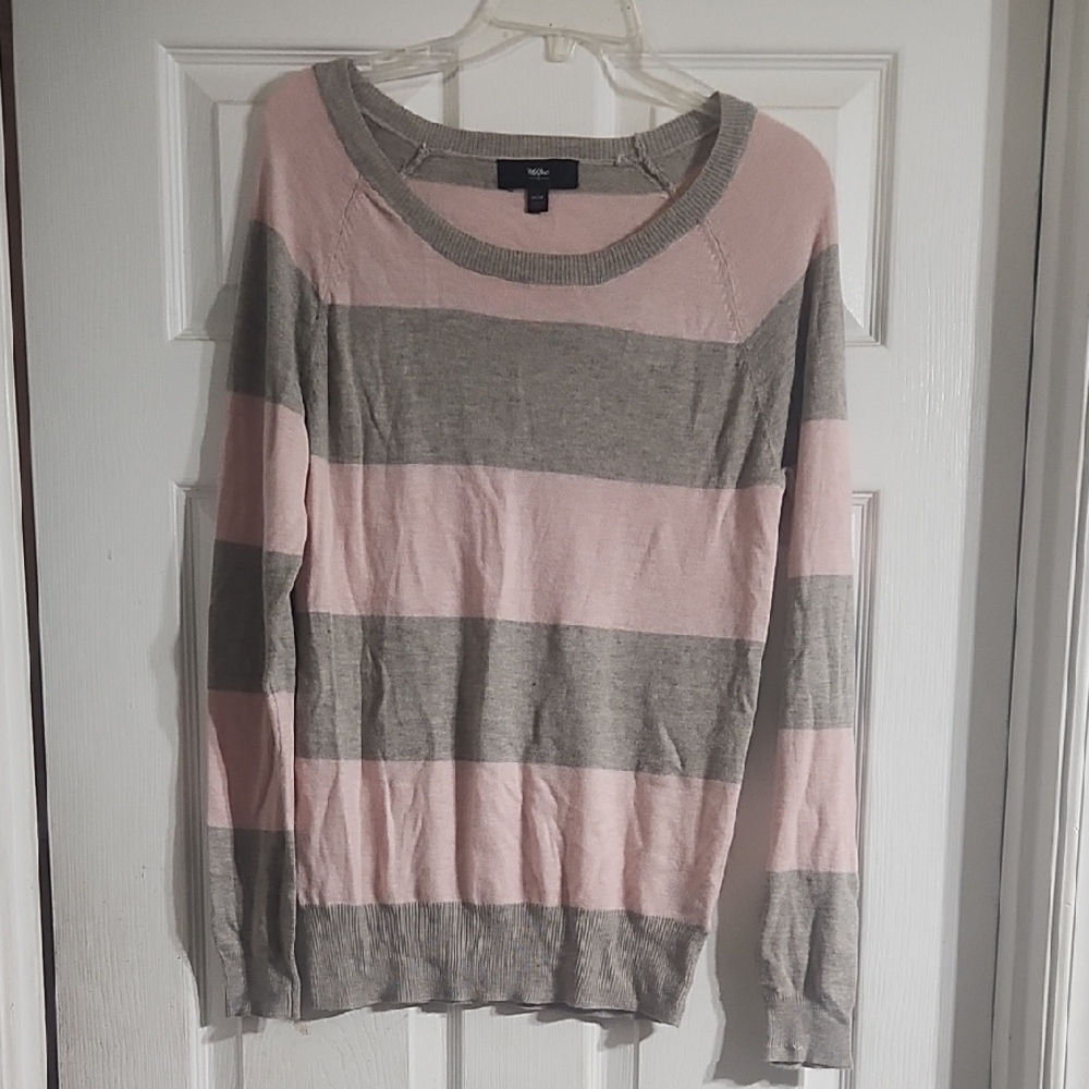 Mossimo Supply Co. Pink and Gray Striped Sweater
